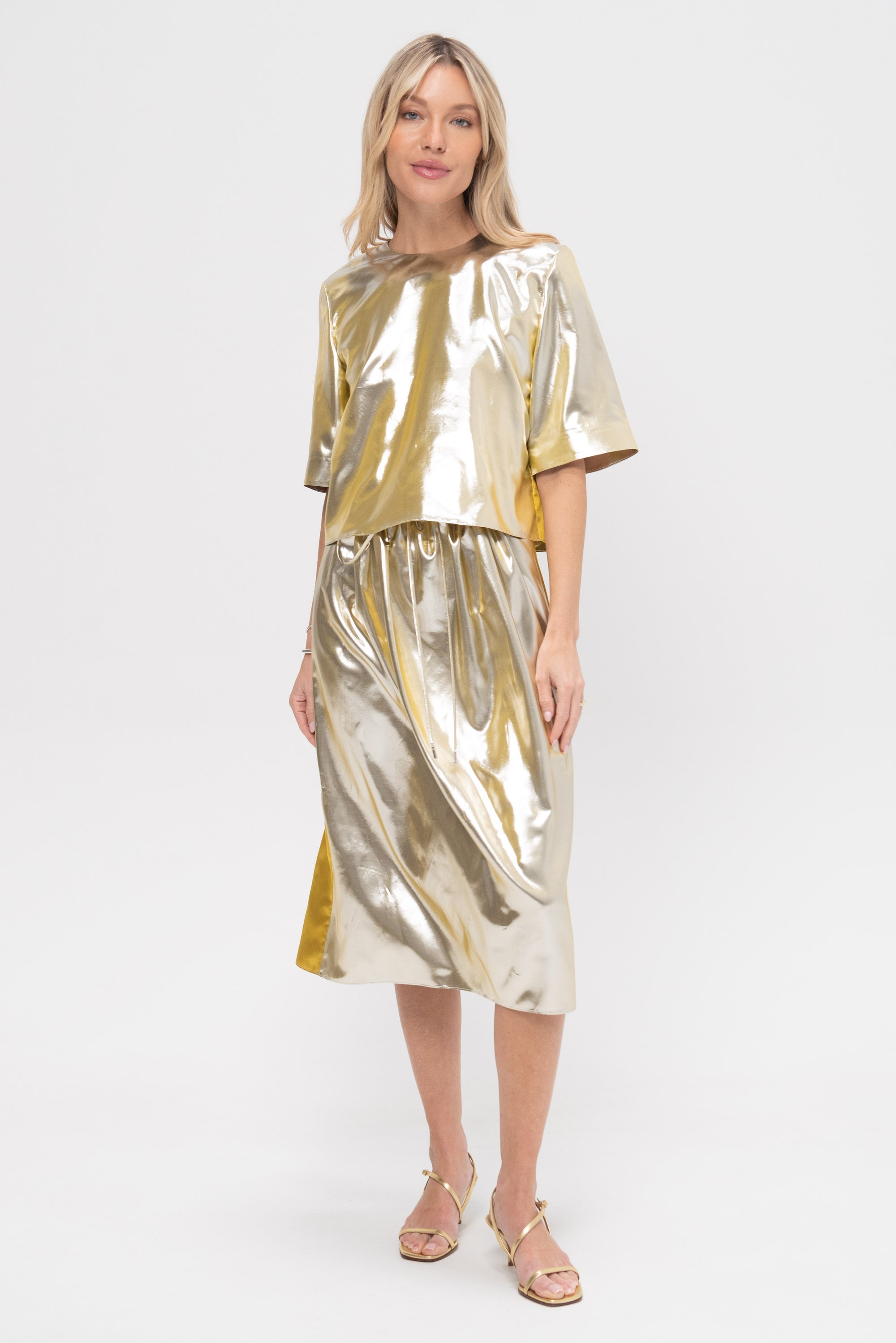 Kick Pleat Exclusive Clem Skirt, Silver &amp; Gold