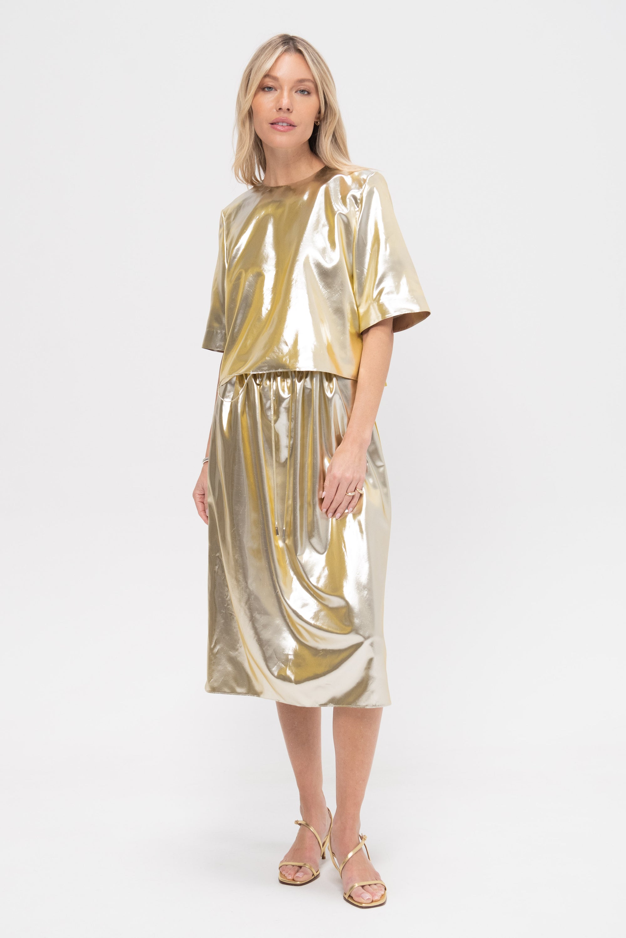 Kick Pleat Exclusive Clem Skirt, Silver &amp; Gold