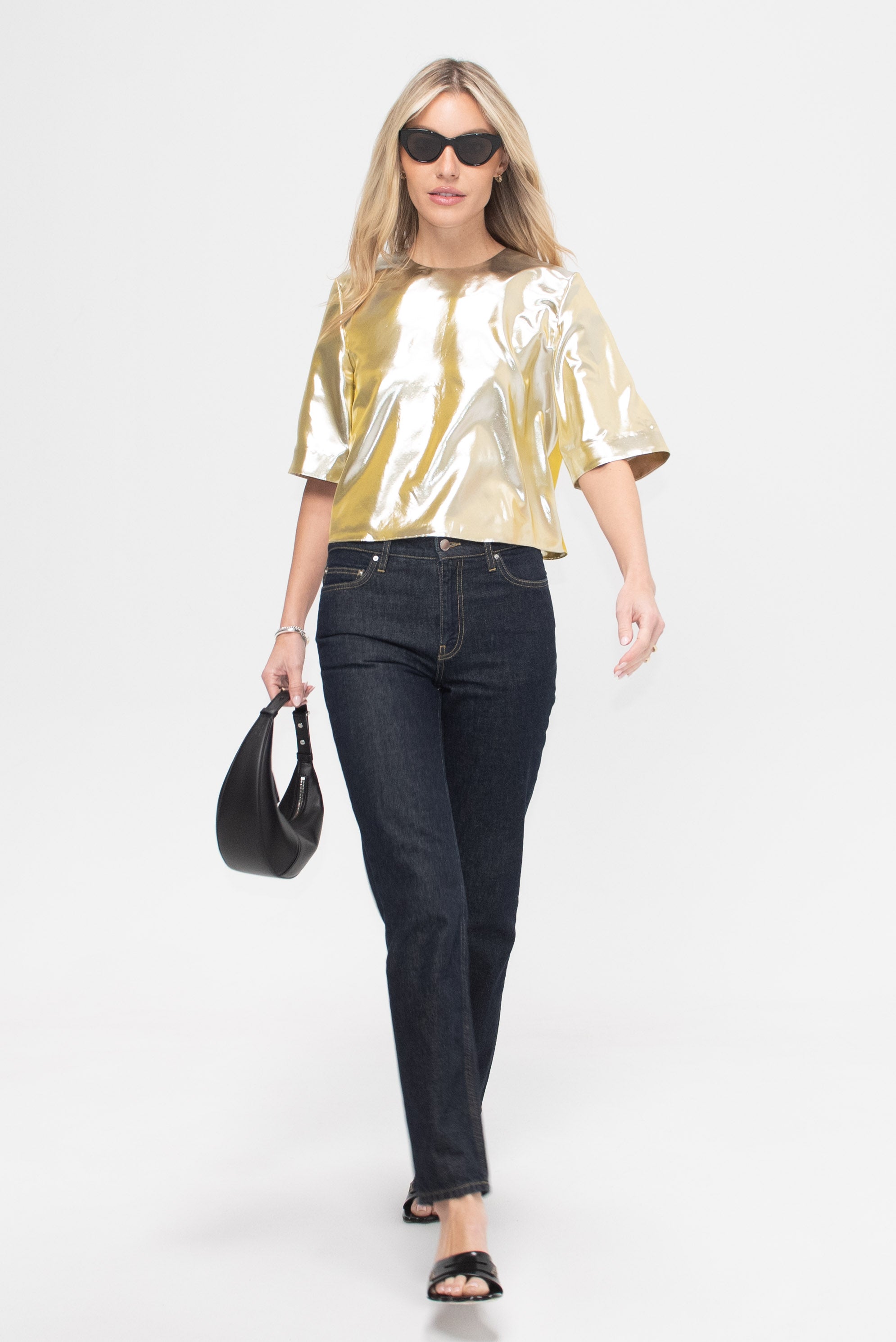 Kick Pleat Exclusive Elm Top, Silver &amp; Gold