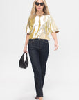 Kick Pleat Exclusive Elm Top, Silver & Gold