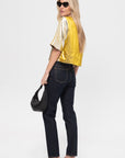 Kick Pleat Exclusive Elm Top, Silver & Gold