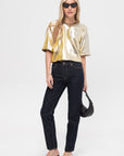 Kick Pleat Exclusive Elm Top, Silver & Gold