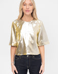 Kick Pleat Exclusive Elm Top, Silver & Gold