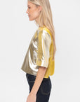 Kick Pleat Exclusive Elm Top, Silver & Gold