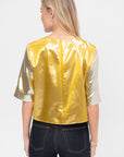 Kick Pleat Exclusive Elm Top, Silver & Gold