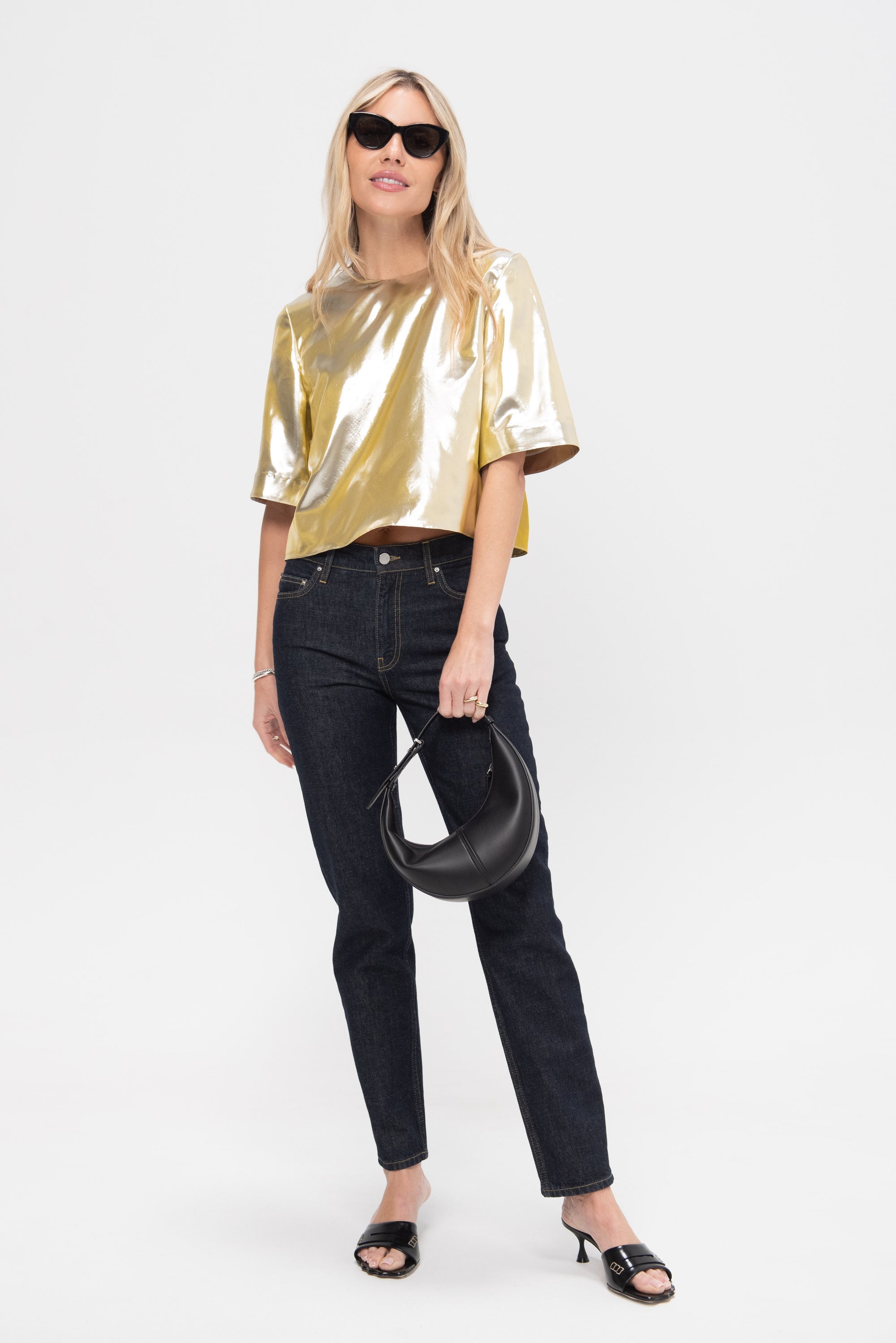 Kick Pleat Exclusive Elm Top, Silver &amp; Gold