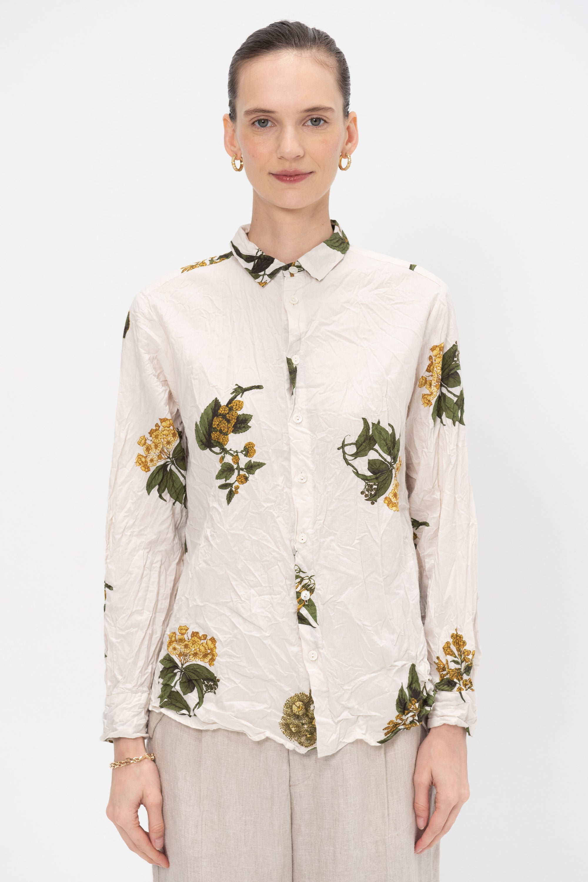 Blouse Summer Botanical Print, Ivory