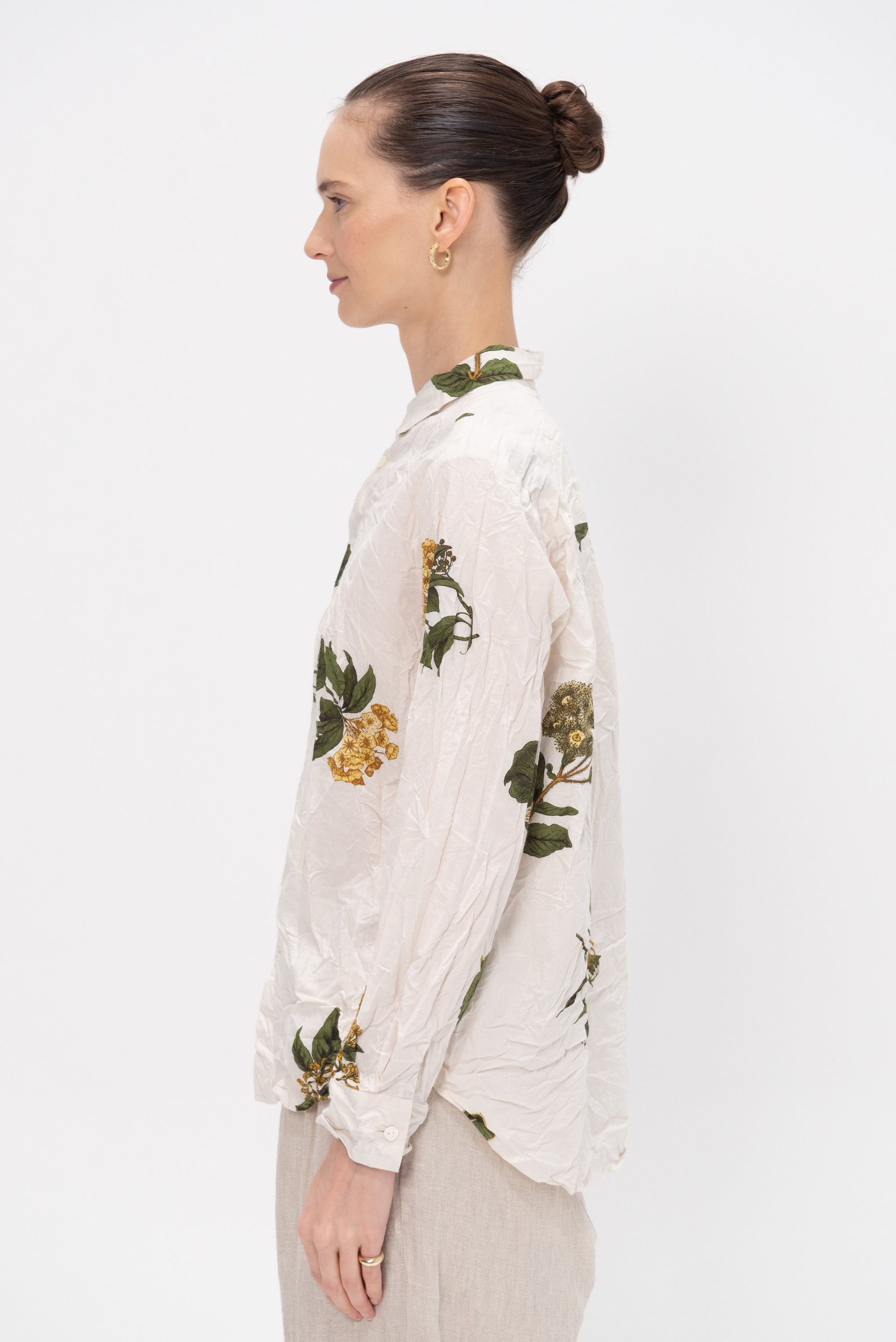 Blouse Summer Botanical Print, Ivory