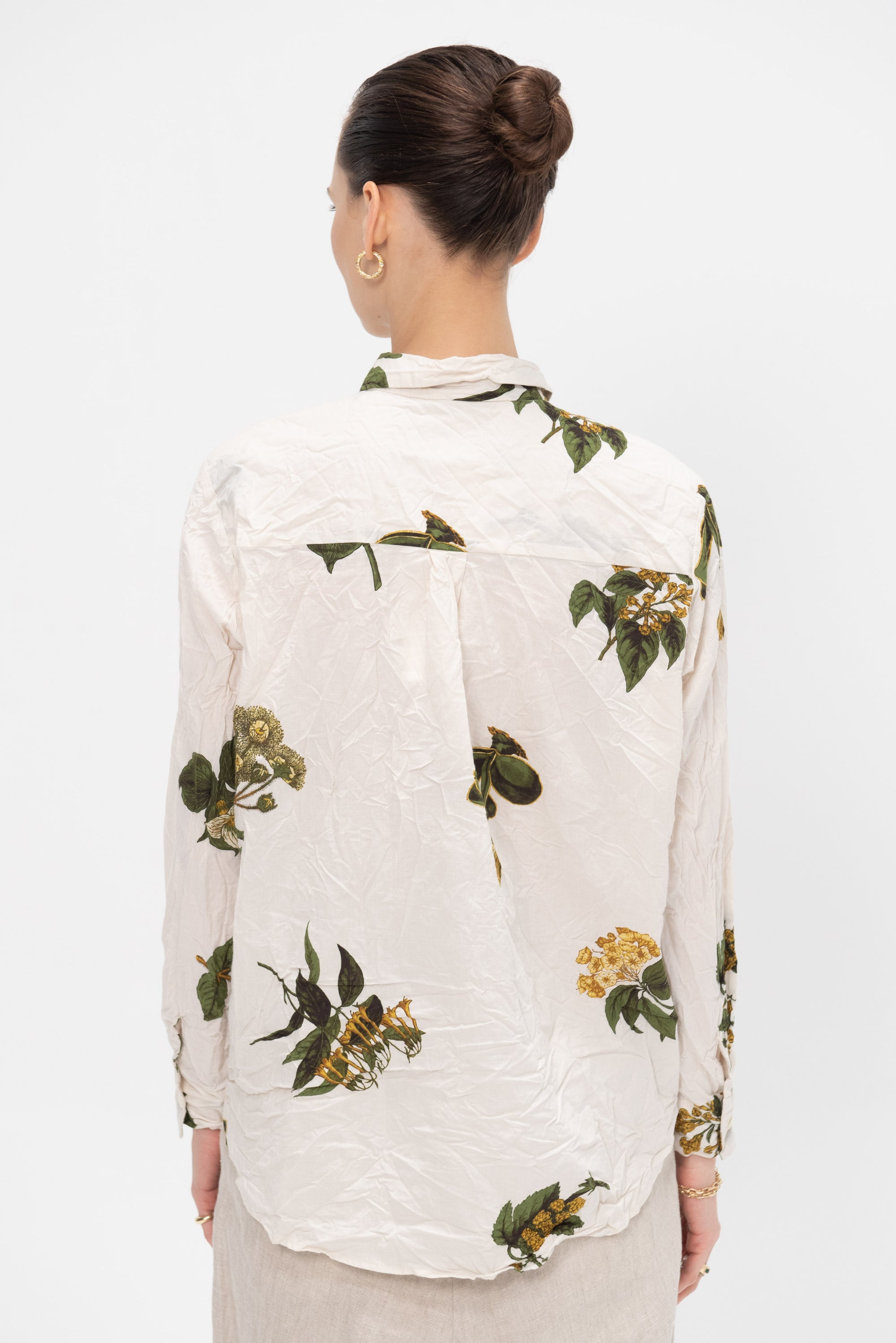 Blouse Summer Botanical Print, Ivory