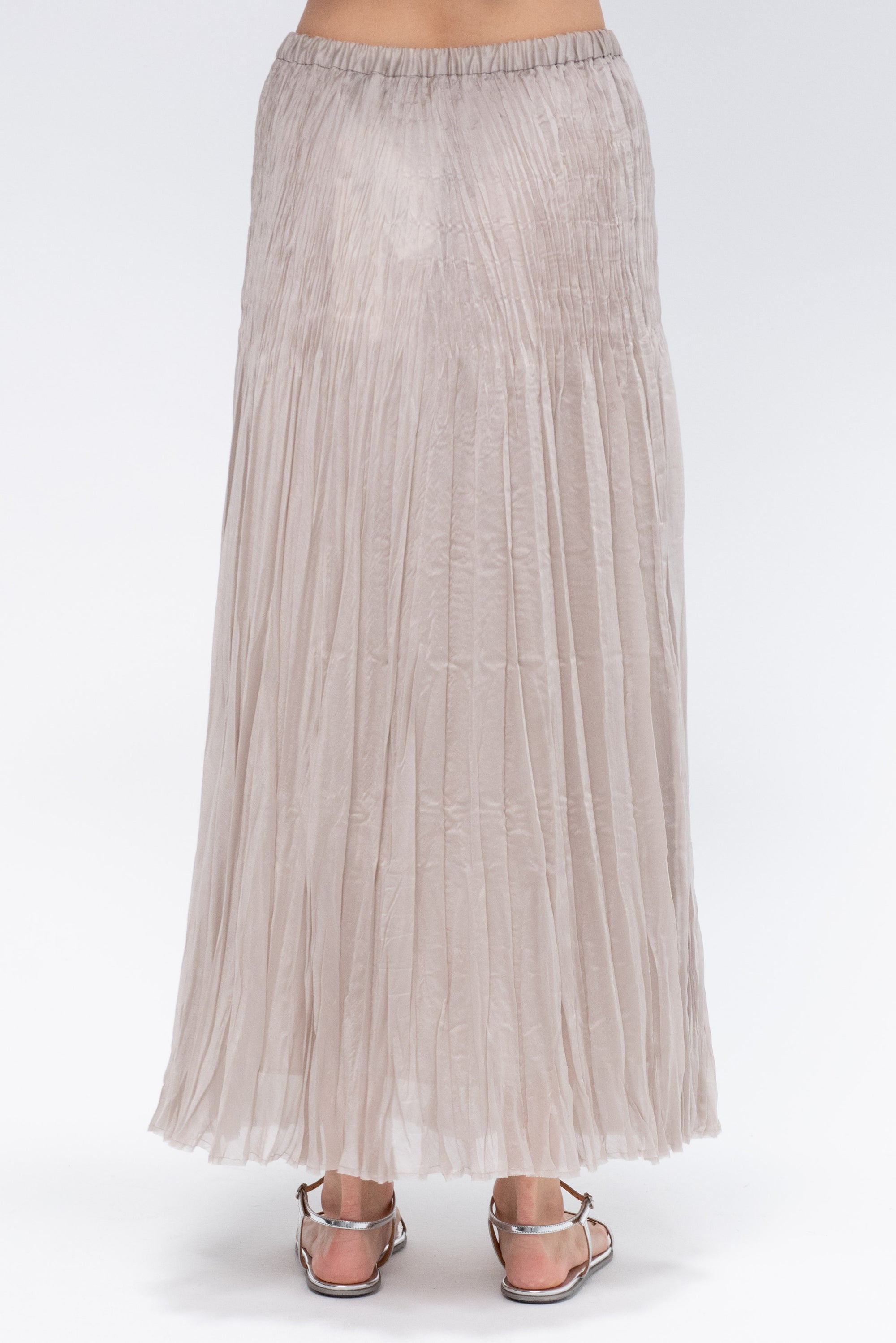 Organdy Hand Pleated Long Skirt, Natural