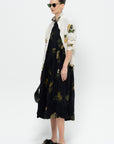 Summer Botanical Print Dress, Black