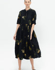 Summer Botanical Print Dress, Black