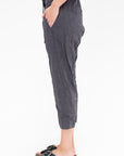 Stripe Crinkle Tapered Pants, Grey