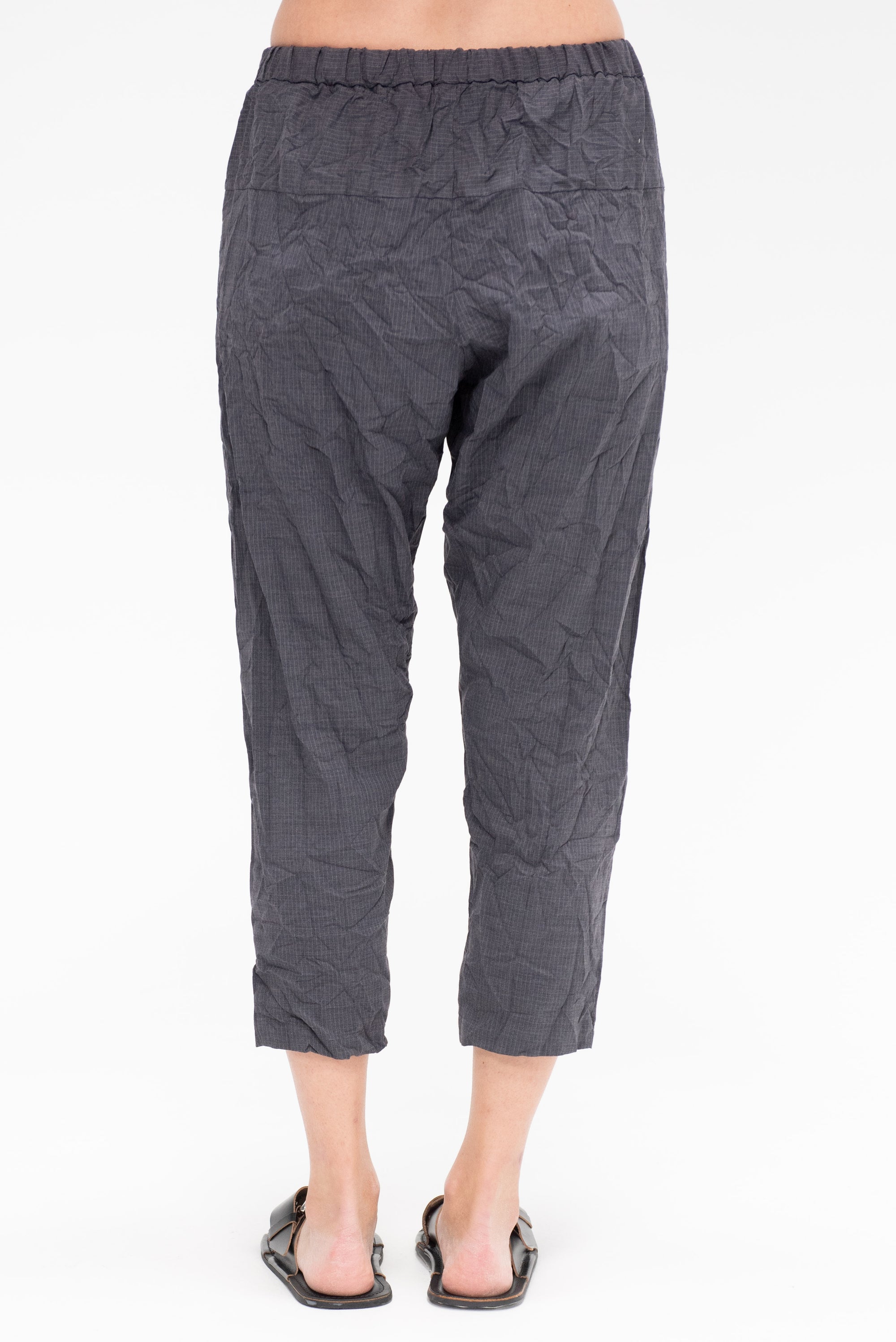 Stripe Crinkle Tapered Pants, Grey