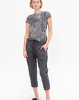 Stripe Crinkle Tapered Pants, Grey