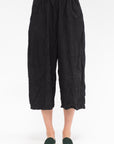 Stripe Crinkle Wide Pants, Black