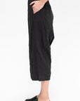 Stripe Crinkle Wide Pants, Black