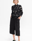 Stripe Crinkle Wide Pants, Black