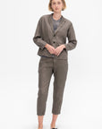 Linen Twill Tailored Jacket, Khaki