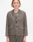 Linen Twill Tailored Jacket, Khaki