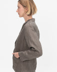 Linen Twill Tailored Jacket, Khaki