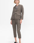 Linen Twill Tailored Jacket, Khaki