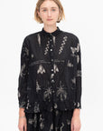 Plant Growth Print Blouse, Black