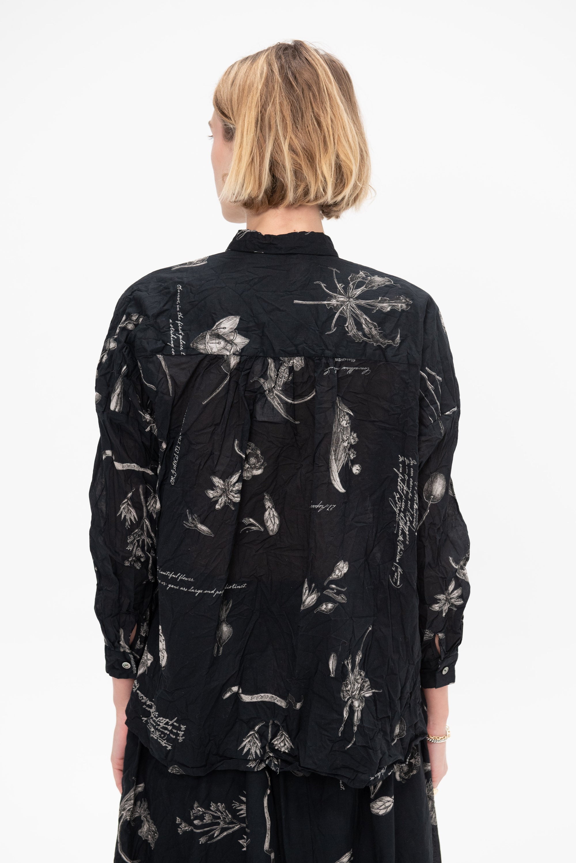 Plant Growth Print Blouse, Black