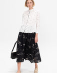 Plant Growth Print Skirt, Black