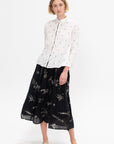 Plant Growth Print Skirt, Black