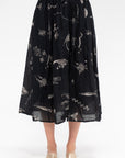 Plant Growth Print Skirt, Black