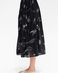 Plant Growth Print Skirt, Black