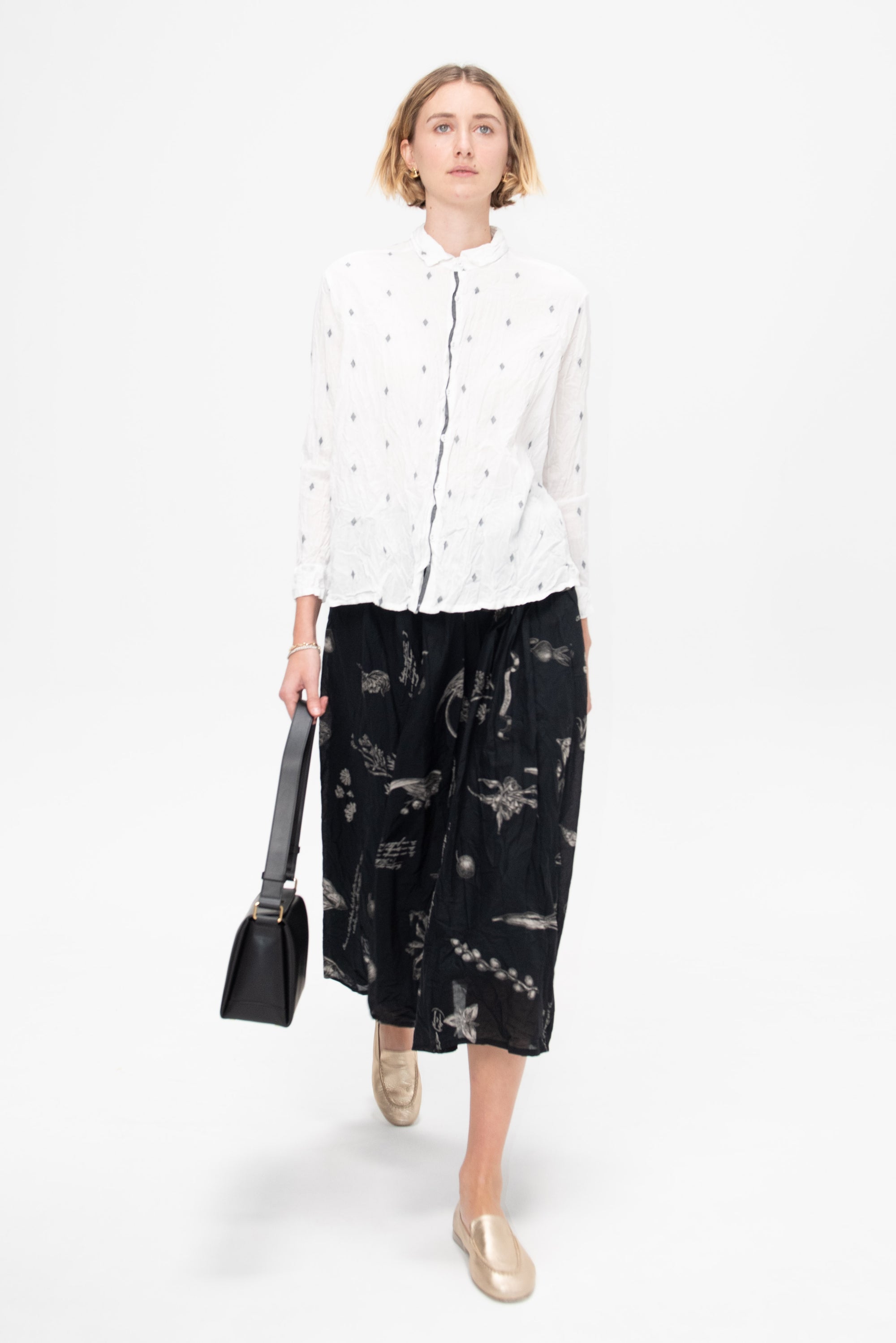 Plant Growth Print Skirt, Black