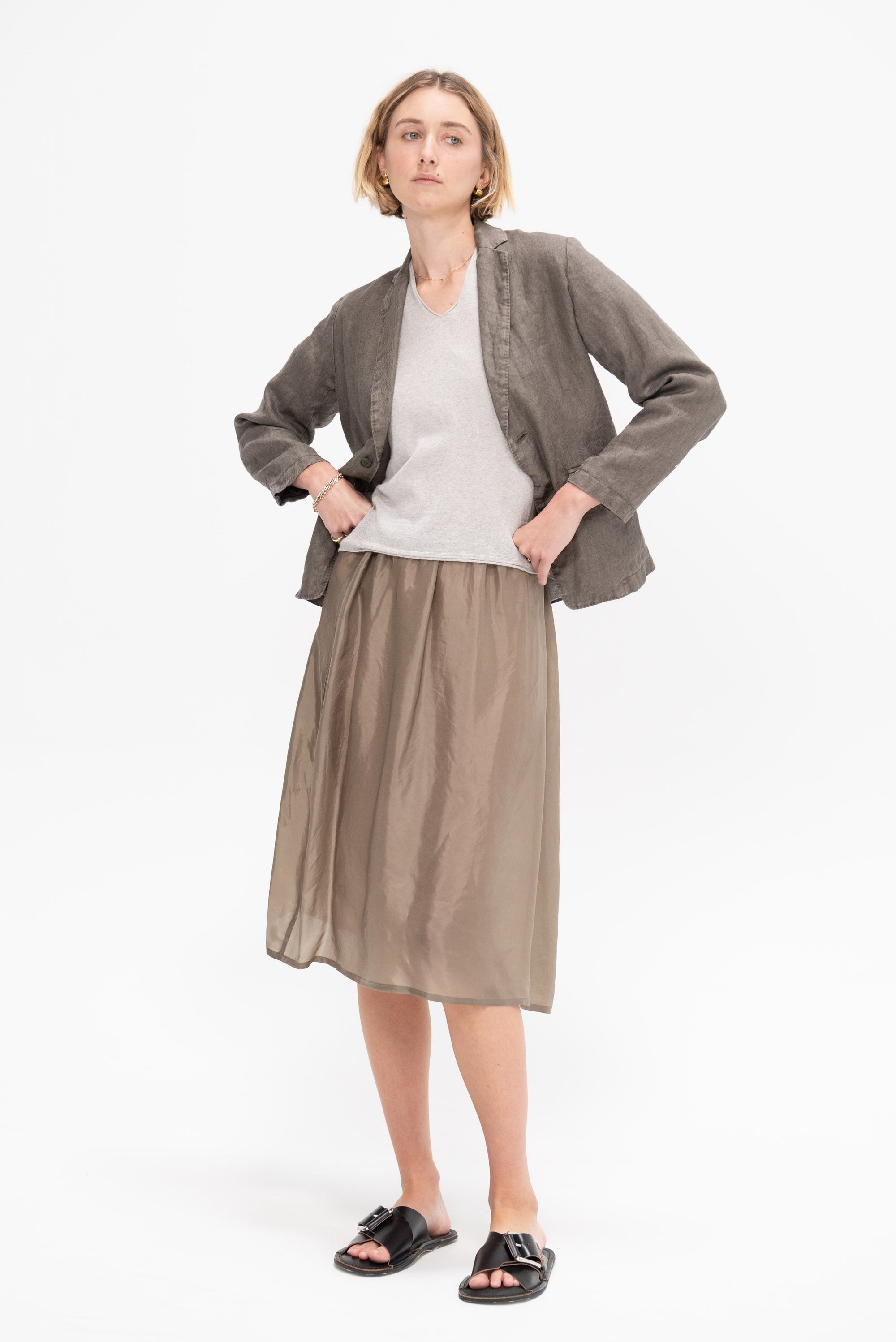 Bemberg Taffeta Slip Under Skirt, Khaki