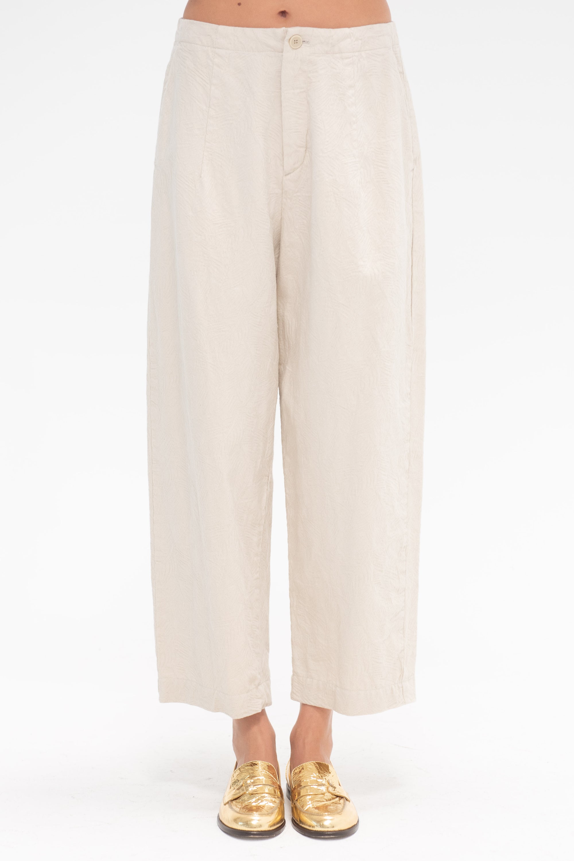 PAS DE CALAIS - Recycled Denim Coniferous Tree Jacquard Wide Pants, Ivory