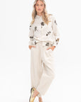 PAS DE CALAIS - Recycled Denim Coniferous Tree Jacquard Wide Pants, Ivory