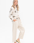 PAS DE CALAIS - Recycled Denim Coniferous Tree Jacquard Wide Pants, Ivory