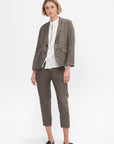 Linen Twill Tapered Pants, Khaki