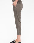 Linen Twill Tapered Pants, Khaki