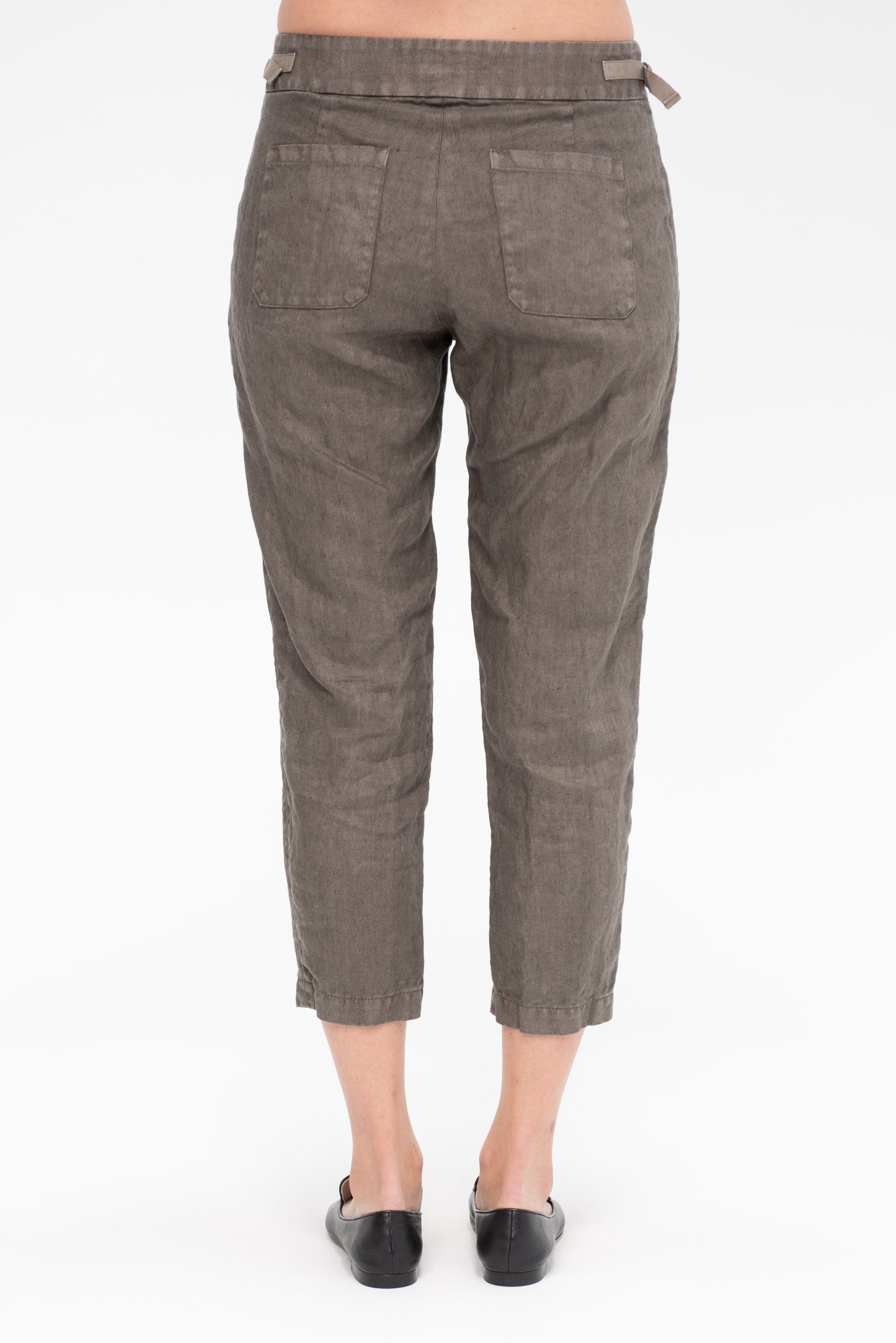 Linen Twill Tapered Pants, Khaki