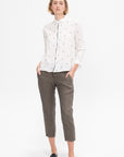 Linen Twill Tapered Pants, Khaki