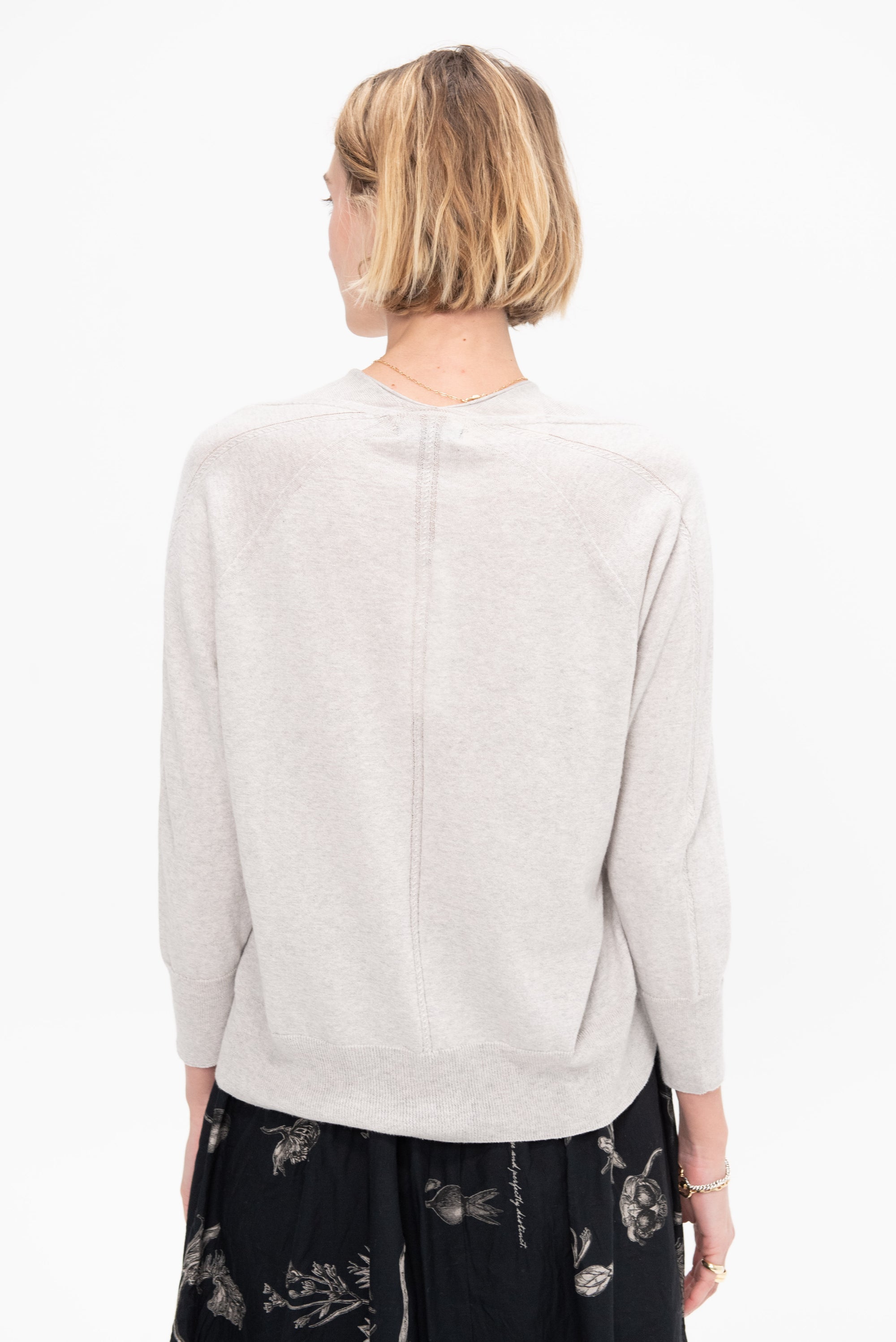 Cotton Linen V-neck Pullover, TopGrey