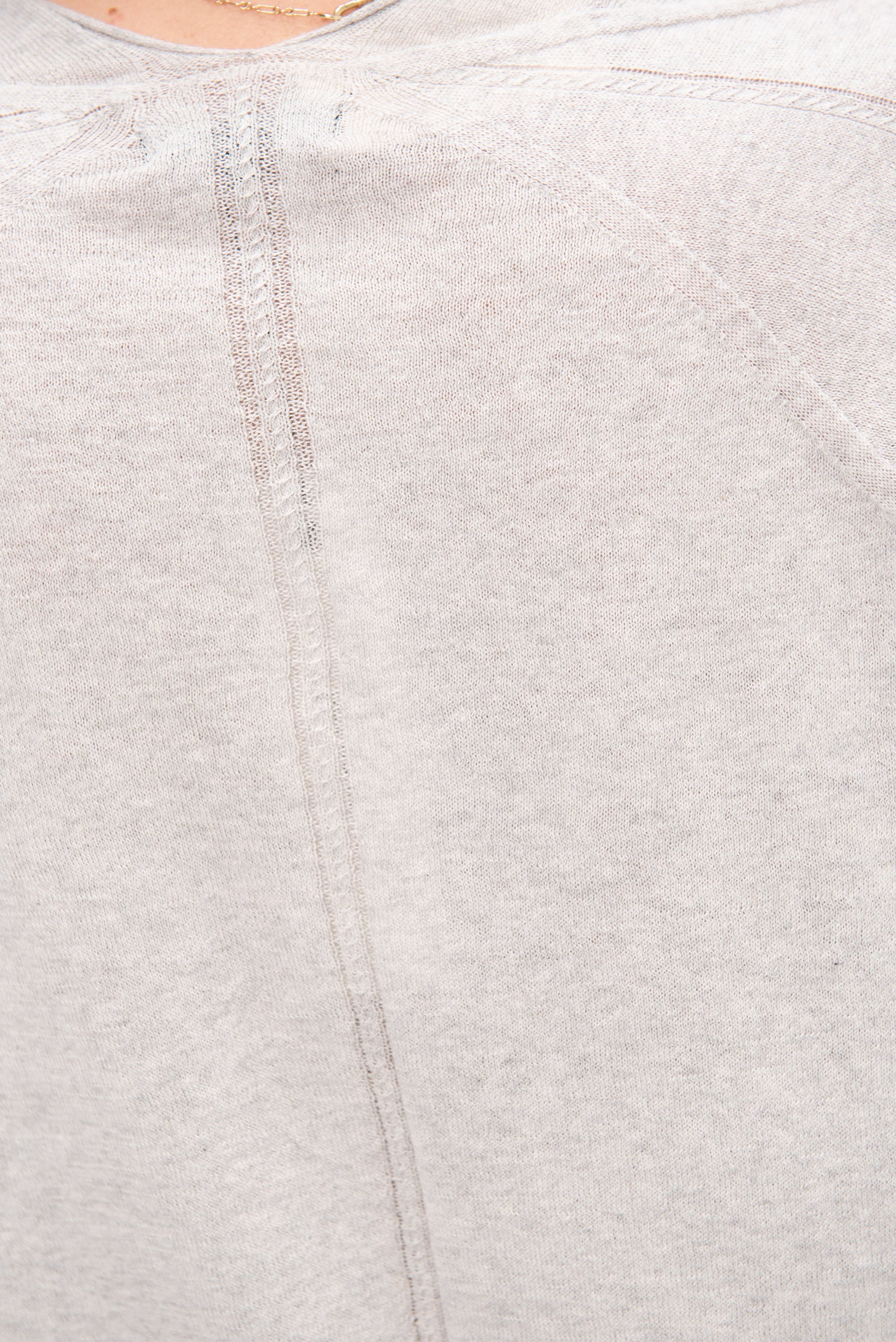 Cotton Linen V-neck Pullover, TopGrey