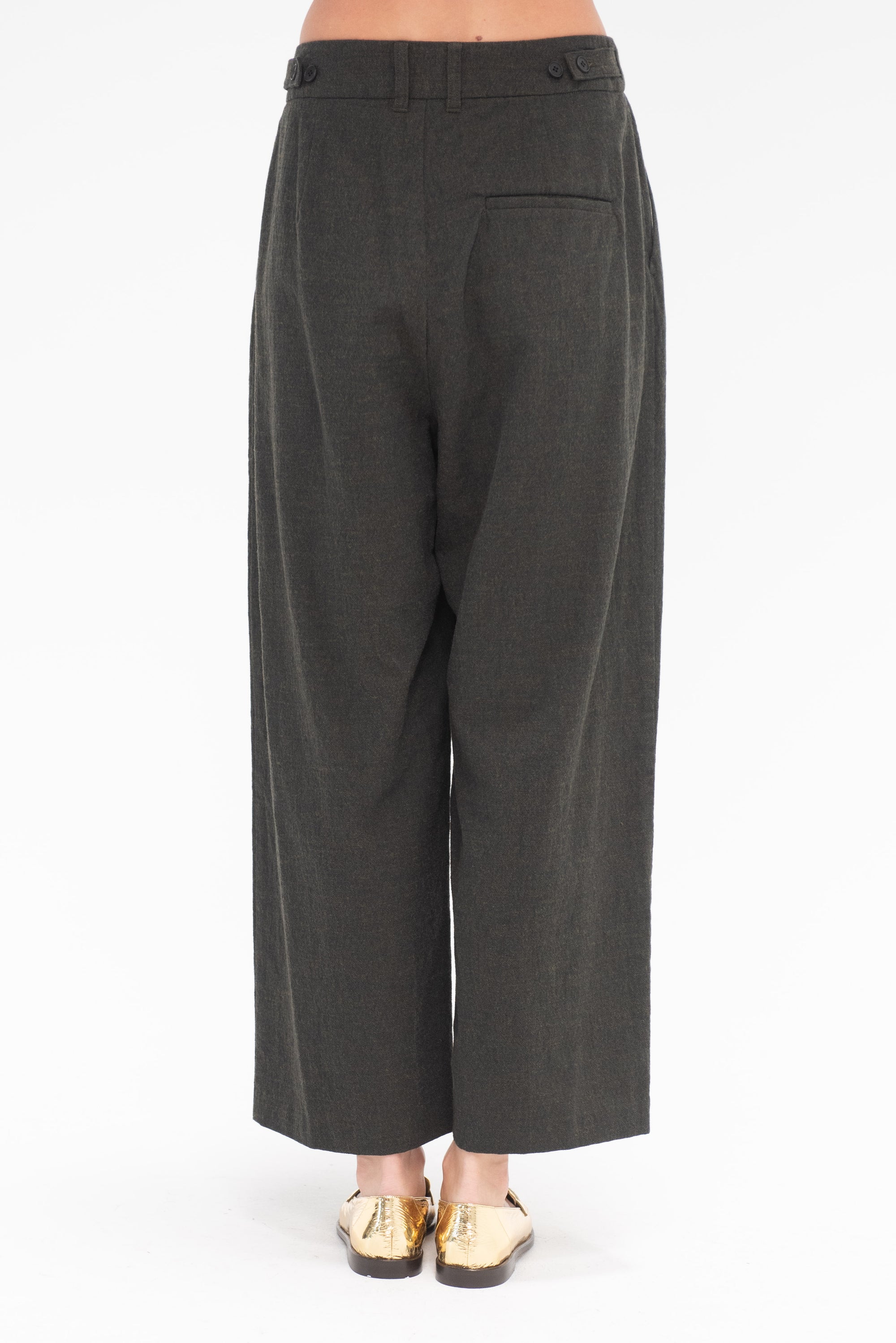 PAS DES CALAIS - Wide Wool Pants, Khaki