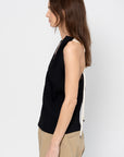 V-Neckline Viscose Top, Black