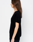 V-Neck Knitted Cotton Sweater, Black