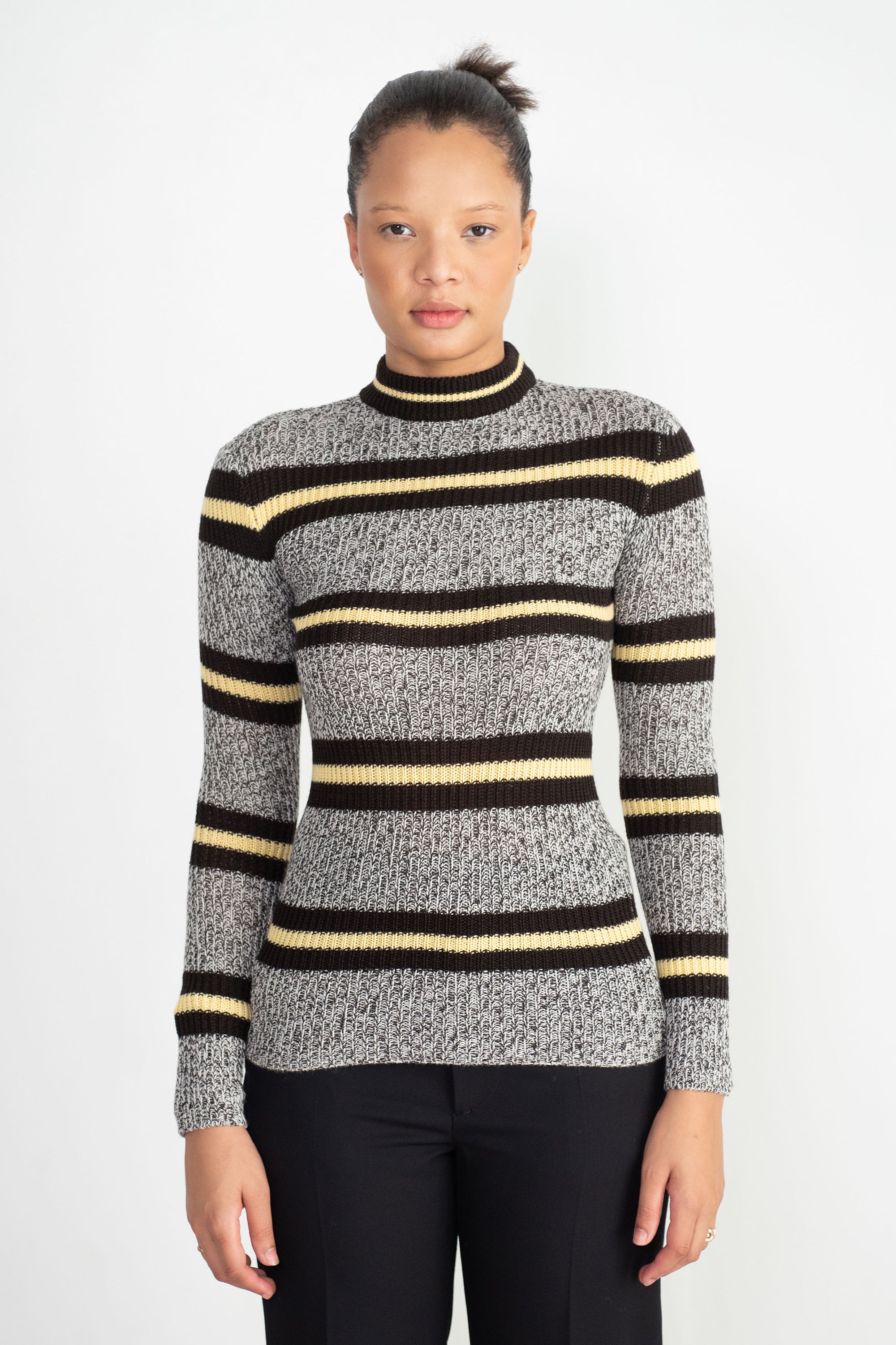 CREWNECK KNIT, GREY STRIPE