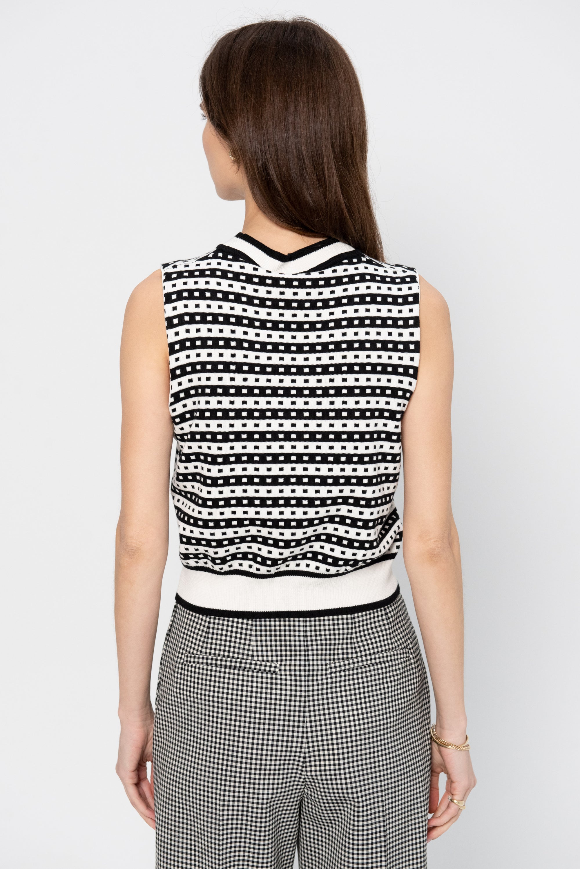 Jacquard Vest, White &amp; Black