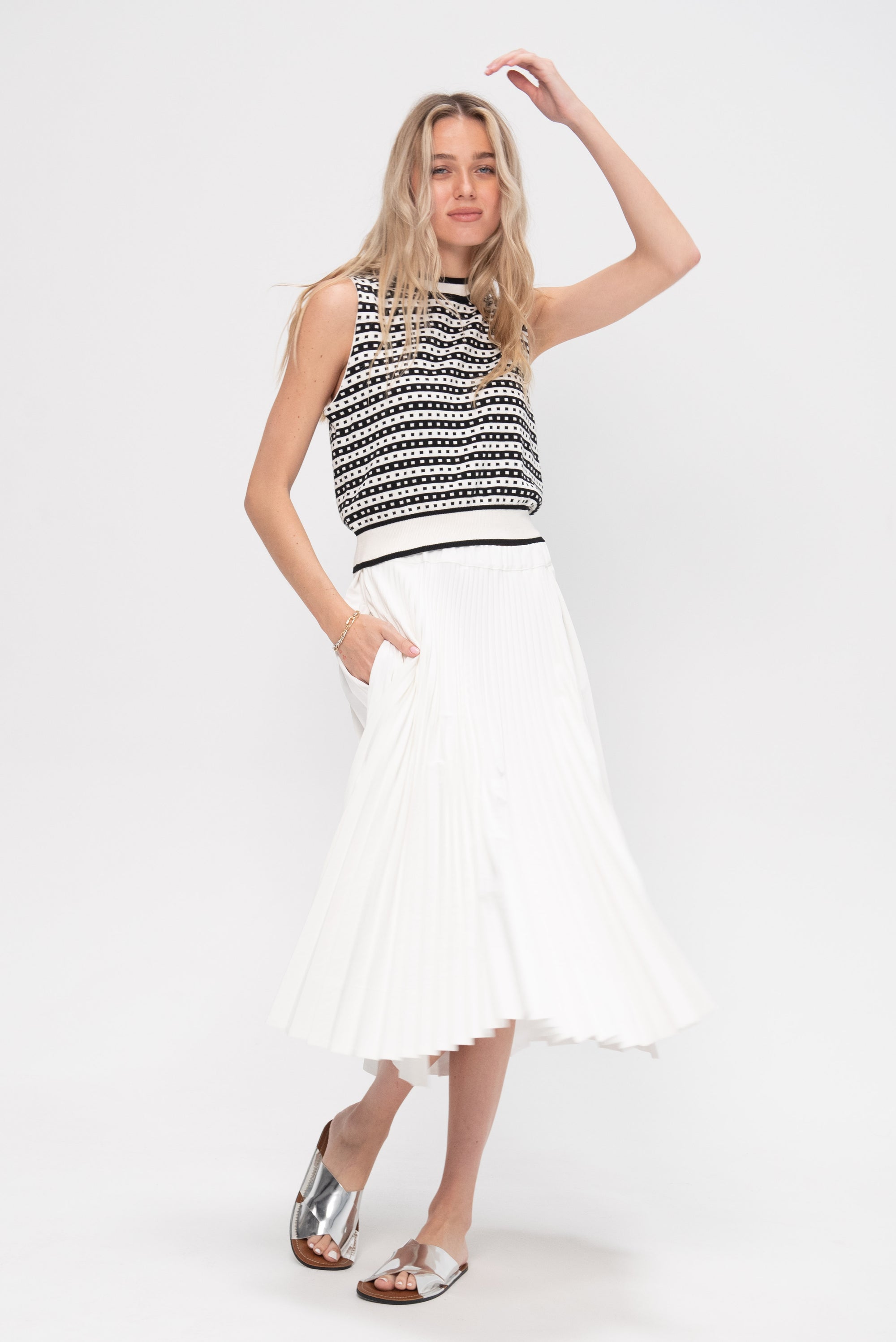 Pleated Skirt, Chalk