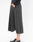 PLAN C - Pleated Midi Skirt, Dark Grey